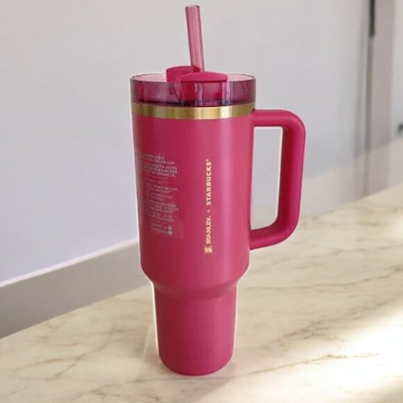 STARBUCKS - STANLEY Tumbler 40 oz Tumbler - Berry Pink Glitter - NWT - Picture 2 of 12